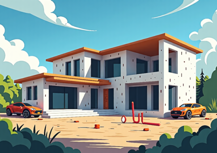 Kylie Jenner’s Mansion Still Under Construction: A Glimpse Inside — AI-generated editorial illustration