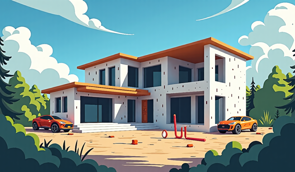 Kylie Jenner’s Mansion Still Under Construction: A Glimpse Inside — AI-generated editorial illustration