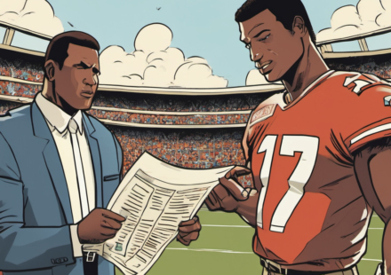 Baker Mayfield’s Contract Paid, Aaron Donald Declines Australia Trip — AI-generated editorial illustration