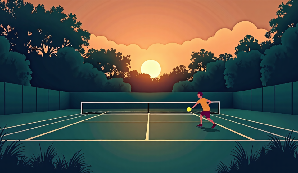 Ben Shelton Stuns Alcaraz in Marathon U.S. Open Finish — AI-generated editorial illustration