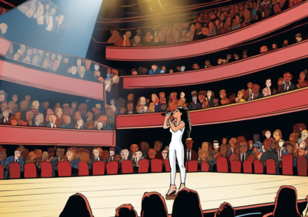 From Broadway’s Young Star to Glee’s Powerhouse: The Rise of Lea Michele — AI-generated editorial illustration