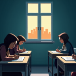 Afghan Girls Write Letters From Secret School Amid Taliban Ban — AI-generated editorial illustration