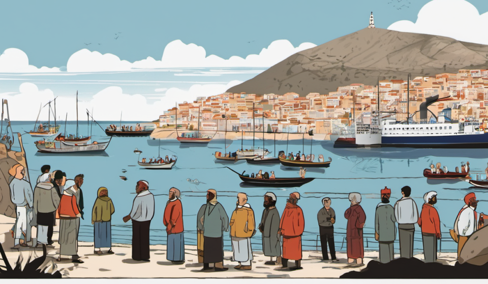 Spanish Opposition Leader Accuses PM of Betrayal Over Ceuta Migrant Crisis — AI-generated editorial illustration