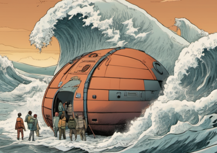 Startup Unveils Tsunami‑Resistant Survival Pod Prototype — AI-generated editorial illustration