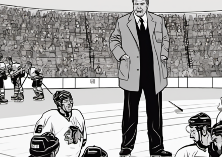 Barry Melrose, Hall of Fame Coach and Broadcaster, Dies at 70 — AI-generated editorial illustration