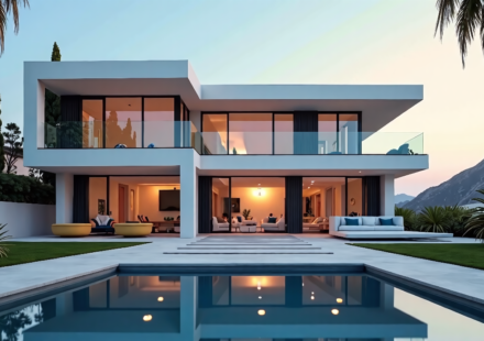 Christine Quinn’s Los Angeles Mansion Goes on the Market Amid Divorce Battle — AI-generated editorial illustration