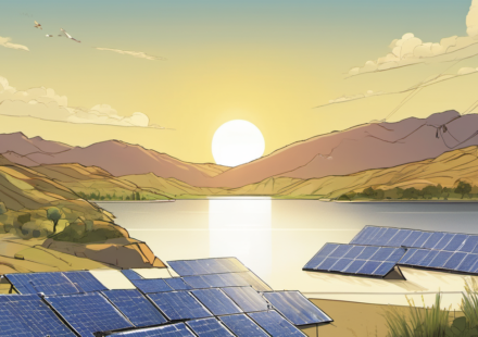 Floating Solar on Twin Lakes Saves Lima, Ohio, Nearly $10 Million — AI-generated editorial illustration