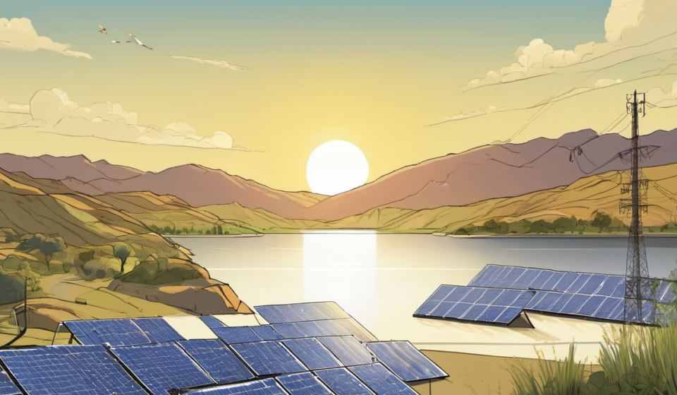 Floating Solar on Twin Lakes Saves Lima, Ohio, Nearly $10 Million — AI-generated editorial illustration