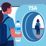 TSA Considers Allowing PreCheck Passengers to Bring Full Water Bottles — AI-generated editorial illustration