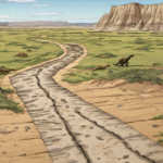 North Dakota Badlands Reveal First Adult T. rex Trackway — AI-generated editorial illustration