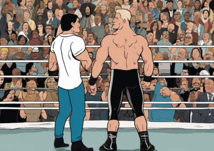 Danhausen Reveals How His WrestleMania Moment With John Cena Was a Surprise — AI-generated editorial illustration