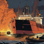 Fire on Cargo Ship in Qingdao Port Claims 25 Lives — AI-generated editorial illustration