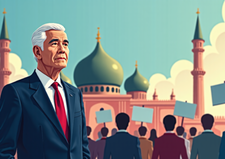 Bush Reaffirms ‘Islam Is Peace’ After 9/11 Mosque Visit — AI-generated editorial illustration
