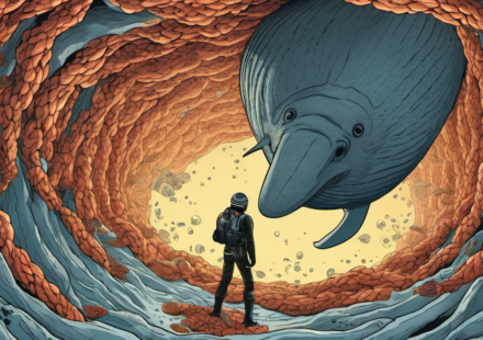 Whalefall Trailer 3: Surviving Inside a Sperm Whale’s Belly — AI-generated editorial illustration
