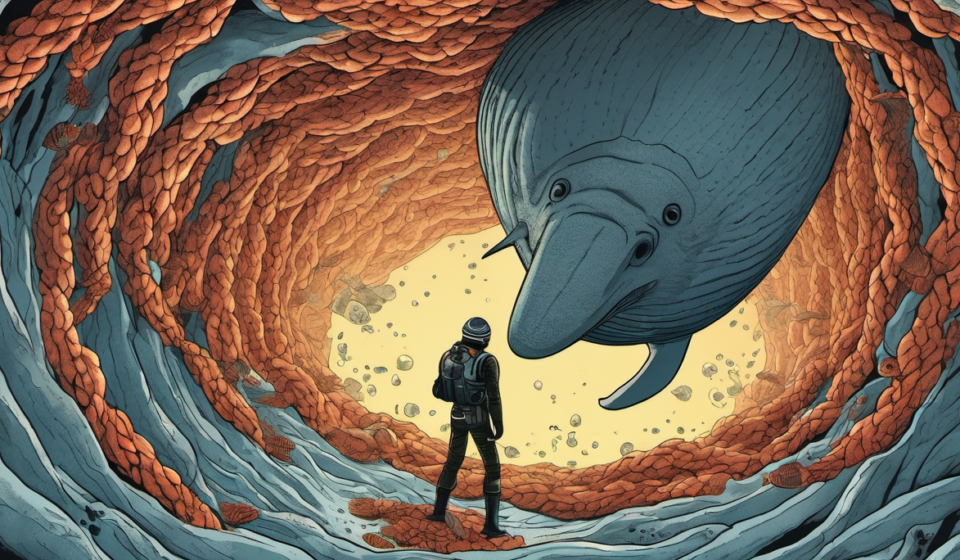 Whalefall Trailer 3: Surviving Inside a Sperm Whale’s Belly — AI-generated editorial illustration