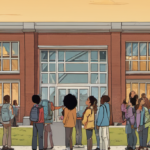 From 9/11 Loss to a Legacy of Learning: The Story of Adam J. Lewis Academy — AI-generated editorial illustration