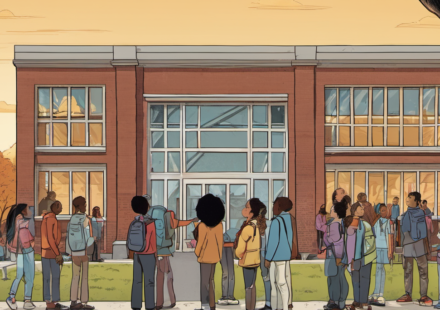From 9/11 Loss to a Legacy of Learning: The Story of Adam J. Lewis Academy — AI-generated editorial illustration