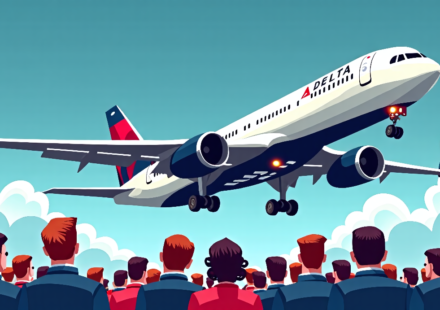 Delta Flight Forced to Emergency Landing After Cabin Pressurization Failure — AI-generated editorial illustration