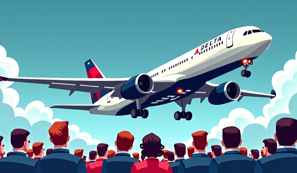 Delta Flight Forced to Emergency Landing After Cabin Pressurization Failure — AI-generated editorial illustration