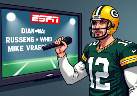 Aaron Rodgers Blasts ESPN Over Dianna Russini Coverage — AI-generated editorial illustration