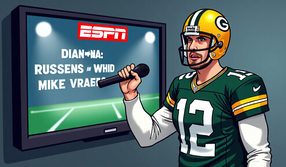 Aaron Rodgers Blasts ESPN Over Dianna Russini Coverage — AI-generated editorial illustration