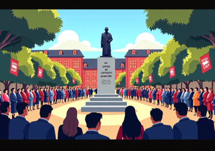 Turned‑Back to the Site: Turning Point USA Unveils New Statue for Charlie Kirk — AI-generated editorial illustration