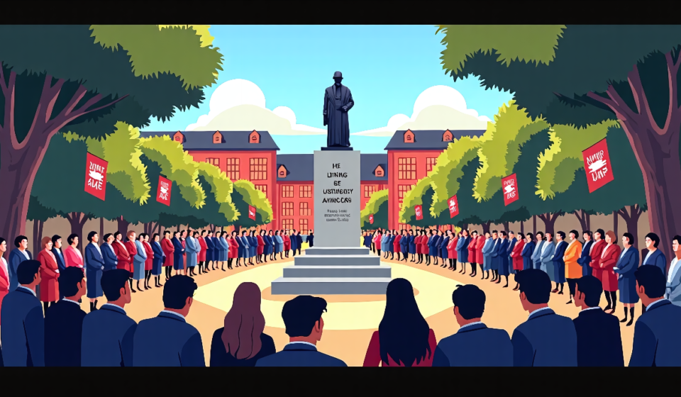 Turned‑Back to the Site: Turning Point USA Unveils New Statue for Charlie Kirk — AI-generated editorial illustration