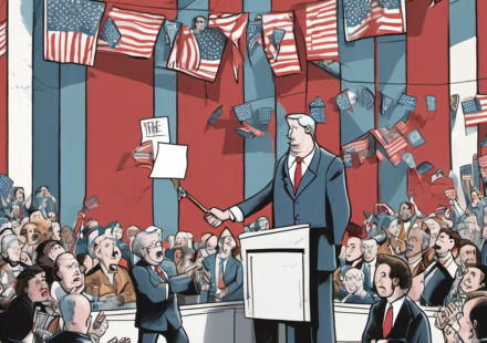 JD Vance’s Confrontation at GOP Convention Sparks Crowd Outcry — AI-generated editorial illustration