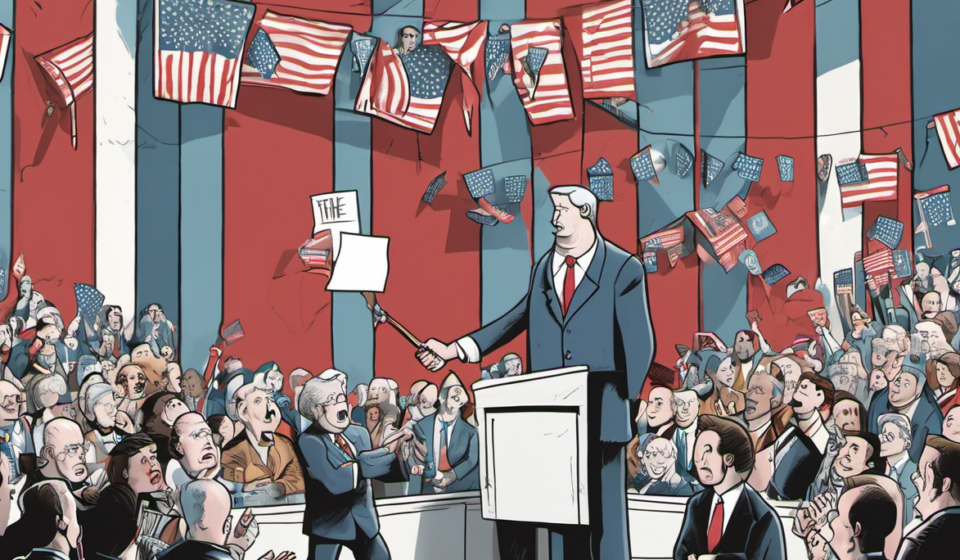 JD Vance’s Confrontation at GOP Convention Sparks Crowd Outcry — AI-generated editorial illustration