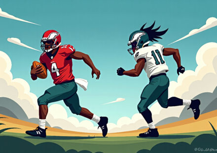 Commanders QB Jayden Daniels, Eagles’ Jalen Hurts Face Crucial 2026 Seasons — AI-generated editorial illustration