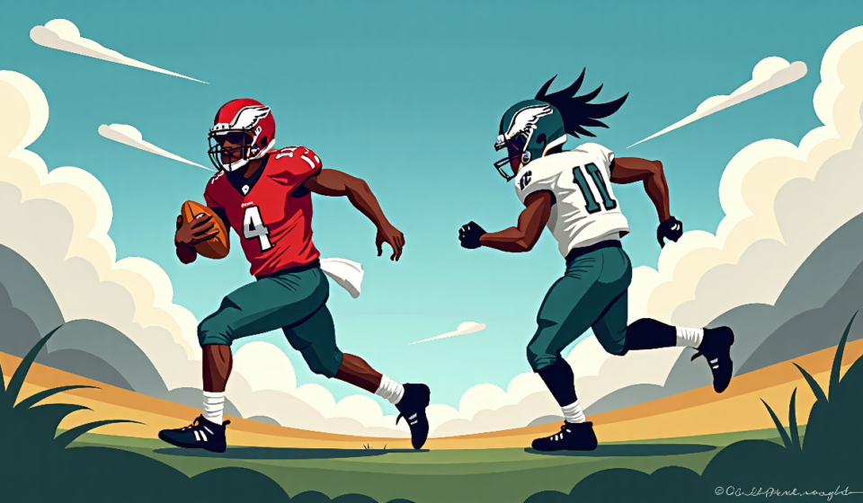 Commanders QB Jayden Daniels, Eagles’ Jalen Hurts Face Crucial 2026 Seasons — AI-generated editorial illustration