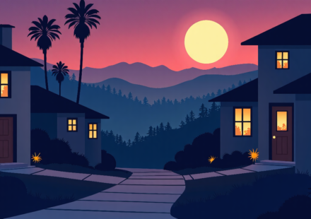 Tarantino’s Hollywood Hills Home Breached by Trespasser — AI-generated editorial illustration