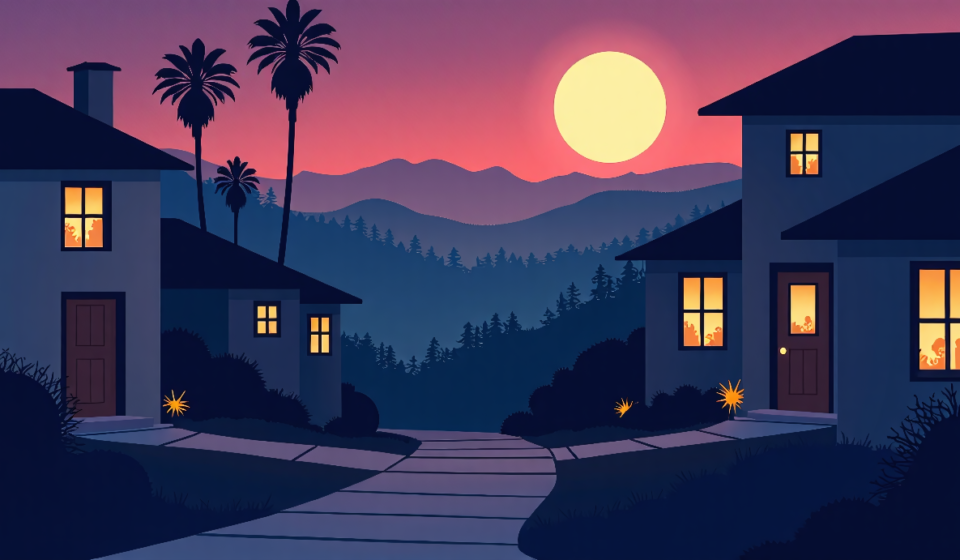 Tarantino’s Hollywood Hills Home Breached by Trespasser — AI-generated editorial illustration