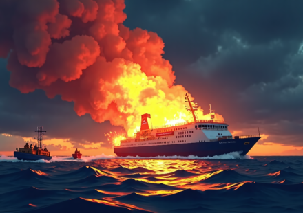 Philippines Ferry Fire Claims Five Lives, Leaves Nearly 100 Missing — AI-generated editorial illustration
