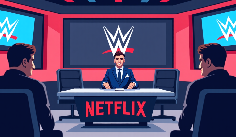 WWE French Commentary Now Live on Netflix Canada — AI-generated editorial illustration