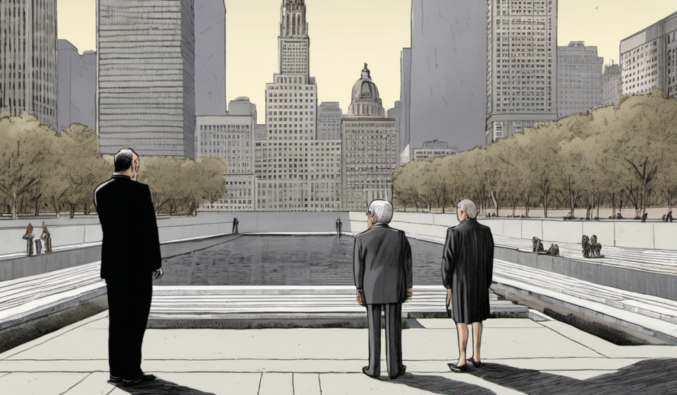Mamdani’s Ground Zero Visit Sparks Outrage Among 9/11 Mourners — AI-generated editorial illustration