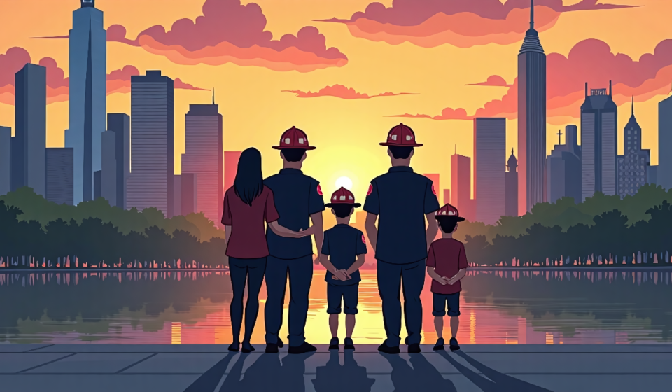Three Generations of an FDNY Family Remember 9/11 25 Years Later — AI-generated editorial illustration