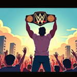 Sami Zayn Reclaims Undisputed WWE Title in Mexico City Showdown — AI-generated editorial illustration