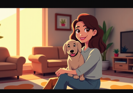 Guess the Actress Cuddling with Her Dog: Disney Princess Star Revealed — AI-generated editorial illustration