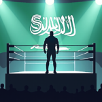 WrestleMania 43: The Rock vs. Reigns Unlikely, Saudi Arabia Main Event Rumors — AI-generated editorial illustration