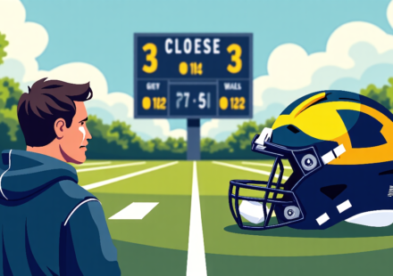 Meyer Says Michigan’s Problems Are Bigger Than Bryce Underwood’s Loss — AI-generated editorial illustration
