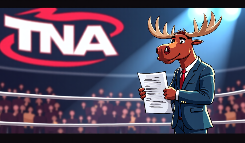 Moose Risks TNA Career for Kazarian Rematch, Hogan Earns TV Title Shot — AI-generated editorial illustration