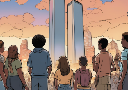 Connecting Generations: The ‘Never Forget’ Mission of the 9/11 Memorial — AI-generated editorial illustration