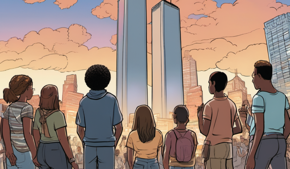 Connecting Generations: The ‘Never Forget’ Mission of the 9/11 Memorial — AI-generated editorial illustration