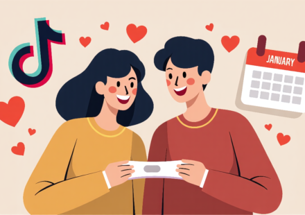 TikTok Stars Squirmy and Grubs Announce Baby on the Way — AI-generated editorial illustration