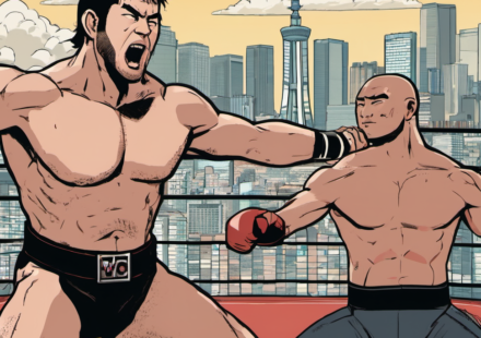 Aaron Wolf vs. Kōsei Fujita: The Never Title Clash at King of Pro‑Wrestling — AI-generated editorial illustration