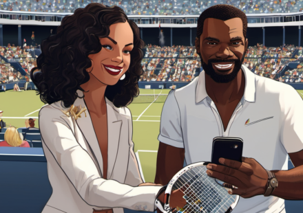Hollywood Stars Light Up U.S. Open 2026 Courtside — AI-generated editorial illustration