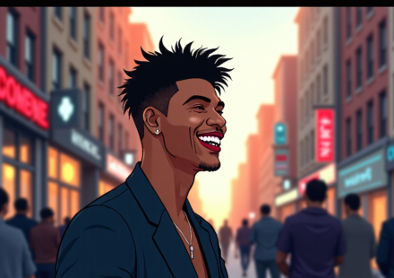 Melo Keeps It Light at NYFW, Dodges Clippers Drama — AI-generated editorial illustration