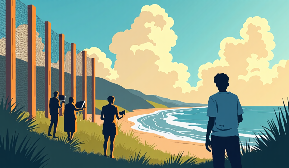 Fort Bragg Residents Protest $9.5 M Fence That Blocks Ocean Views — AI-generated editorial illustration