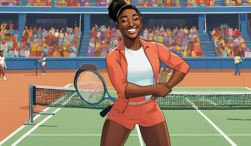Simone Biles Makes a Splash at the U.S. Open — AI-generated editorial illustration